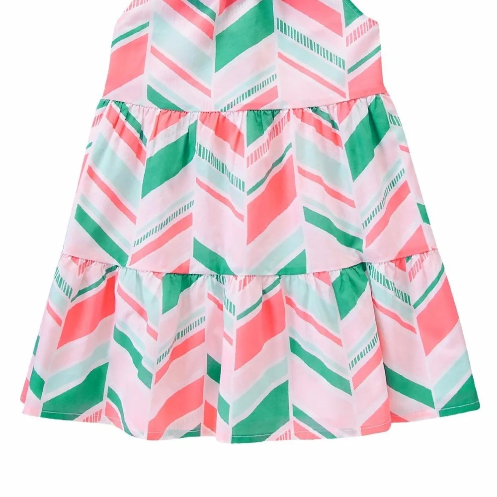 Gymboree Tiered Trapeze Dress Coral Mint‎ 7 NWT
